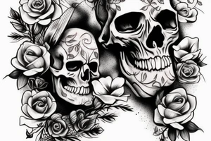 Skull with nature tattoo idea