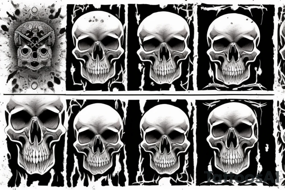 Skull in mountains tattoo idea