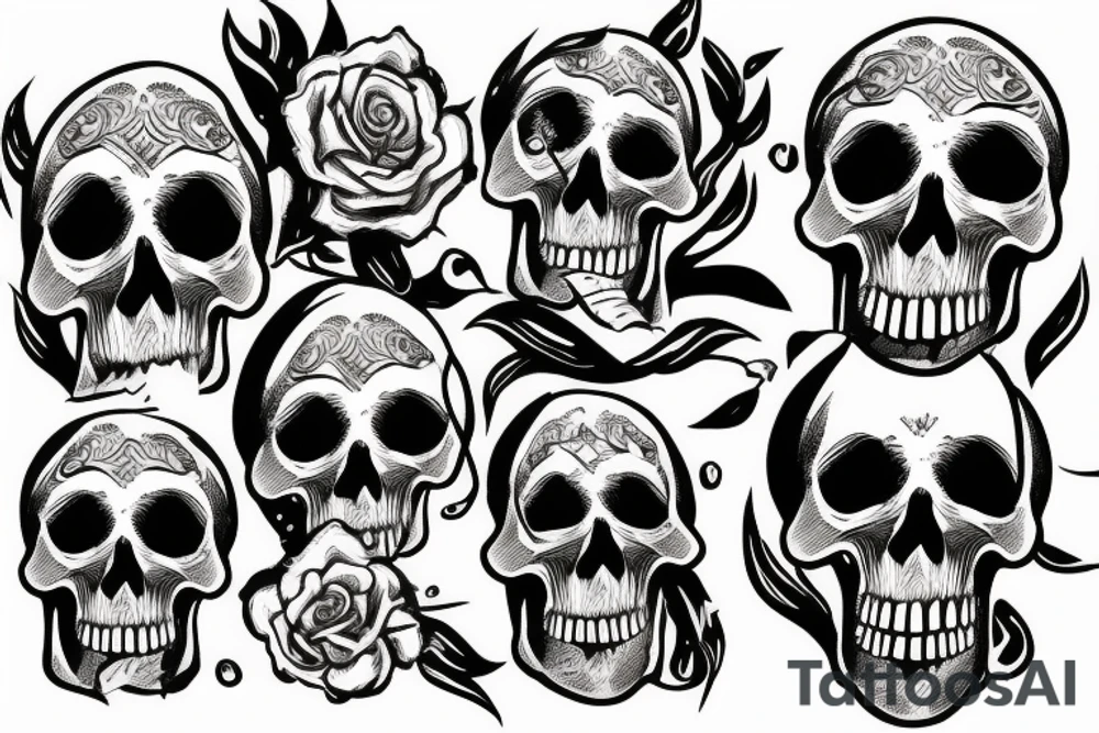 Skull in mountains tattoo idea