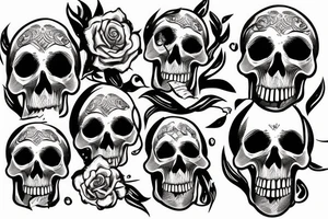 Skull in mountains tattoo idea