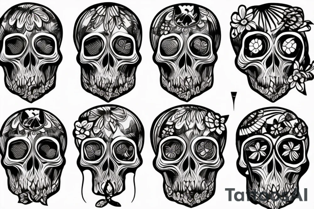 Skull in mountains tattoo idea