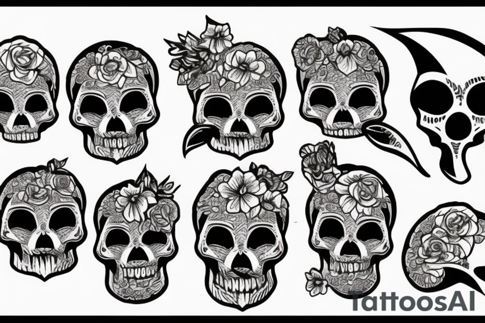 Skull with mountains tattoo idea