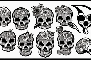 Skull with mountains tattoo idea