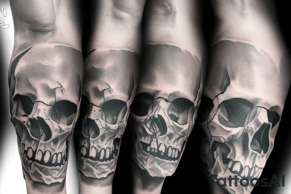 Mountains with skull tattoo idea