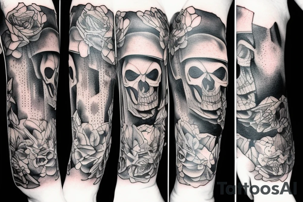 Mountains with skull tattoo idea
