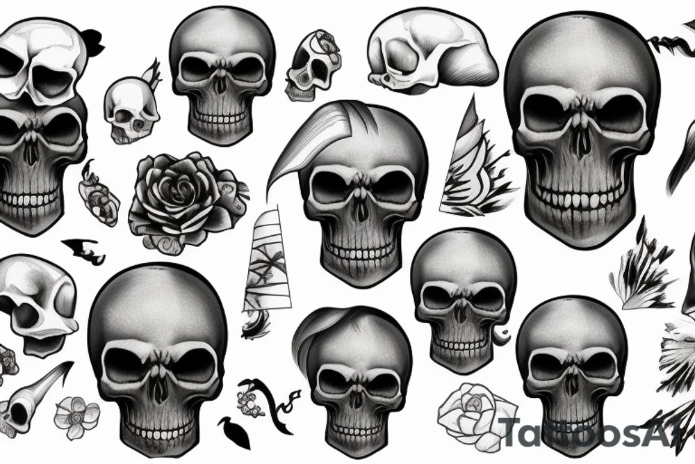 Mountains with skull tattoo idea