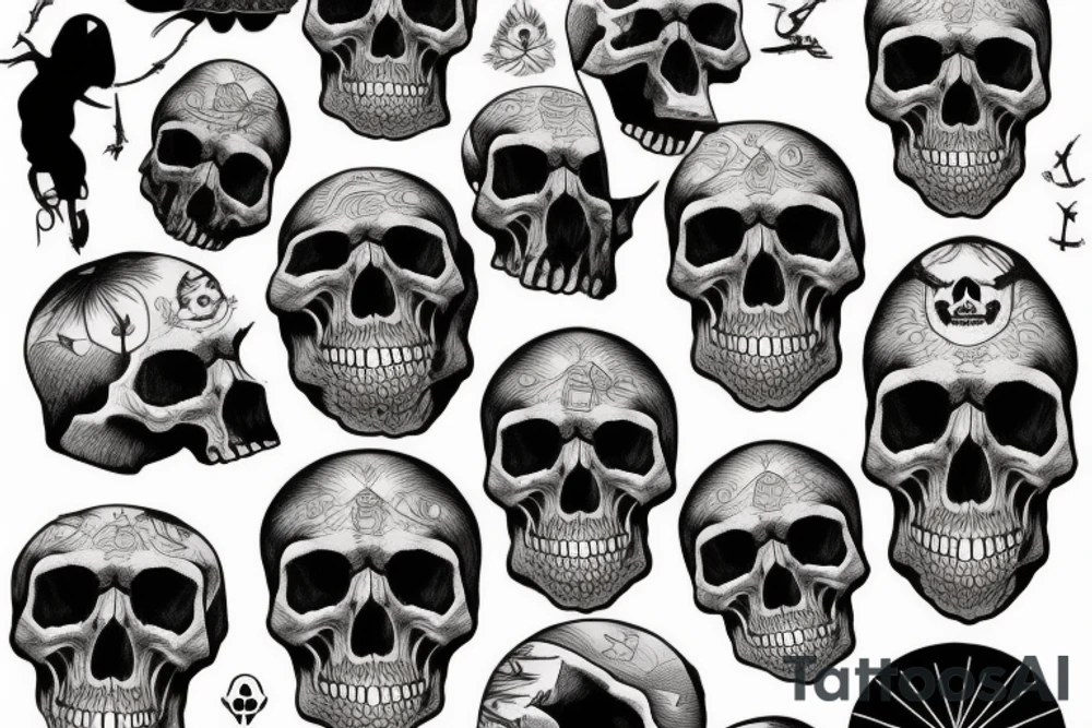Mountains with skull tattoo idea