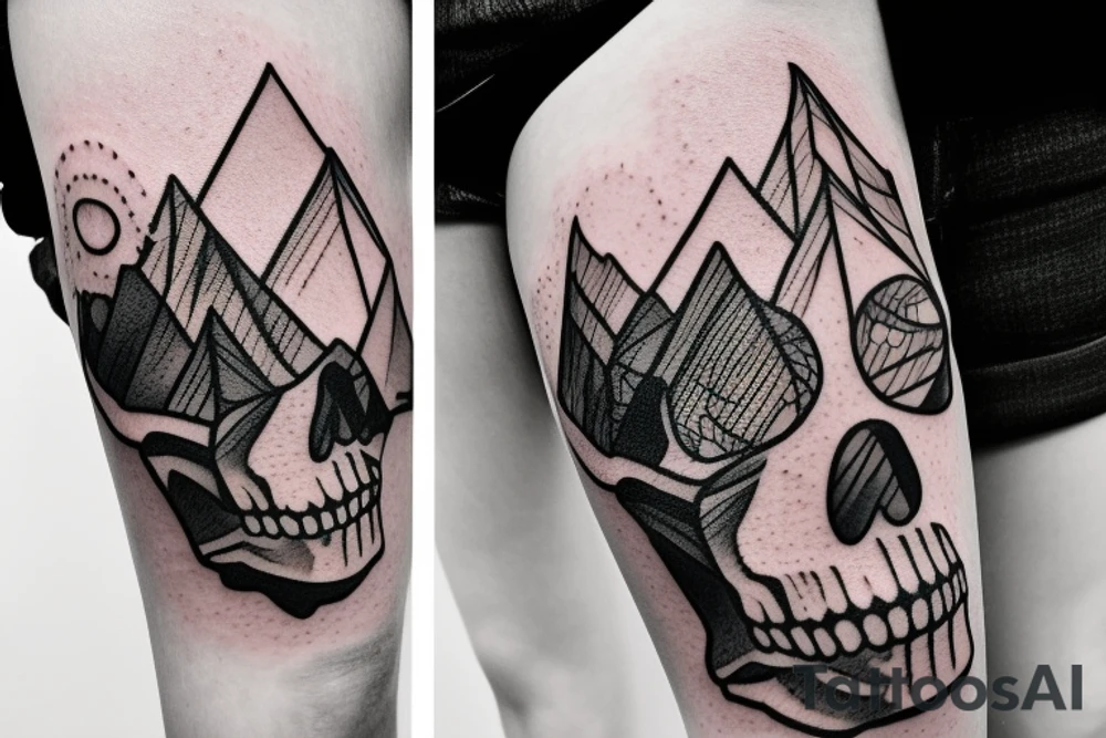 Mountains with skull tattoo idea