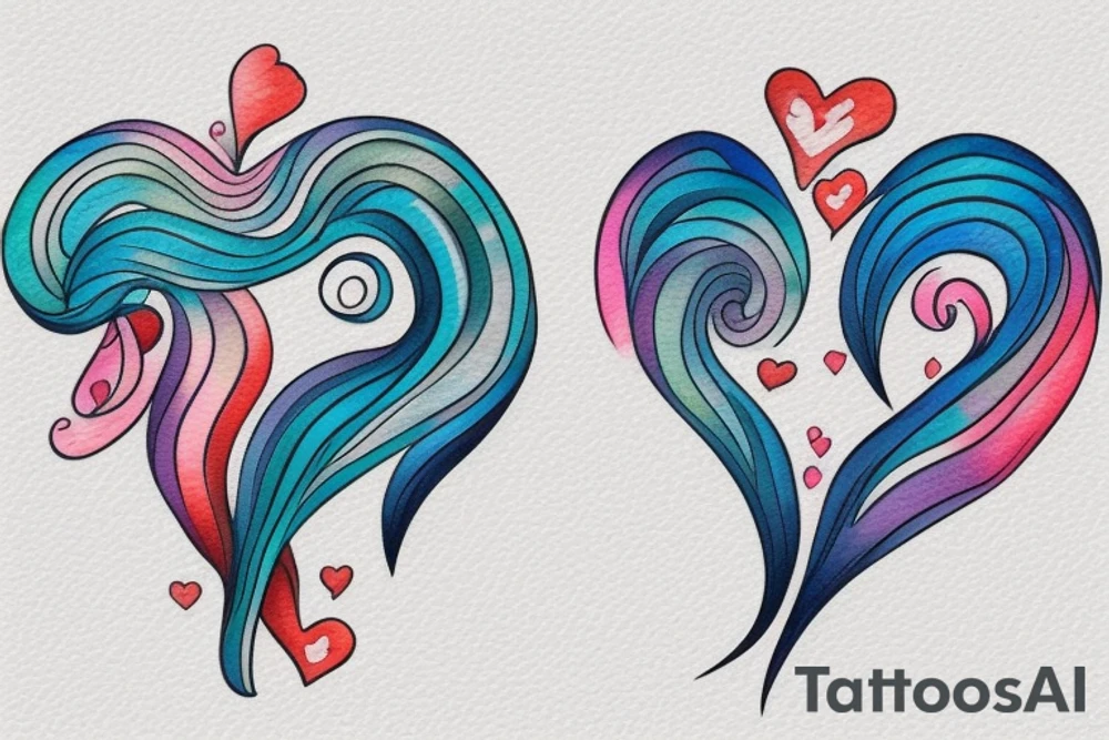VERY small shoulder tattoo. flowing wave, heart shaped tattoo idea