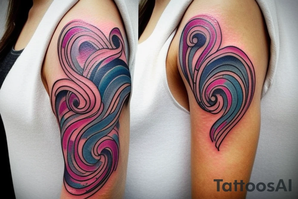 VERY small shoulder tattoo. flowing wave, heart shaped tattoo idea