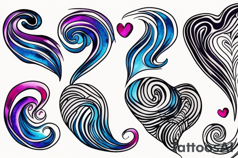VERY small shoulder tattoo. flowing wave, heart shaped tattoo idea
