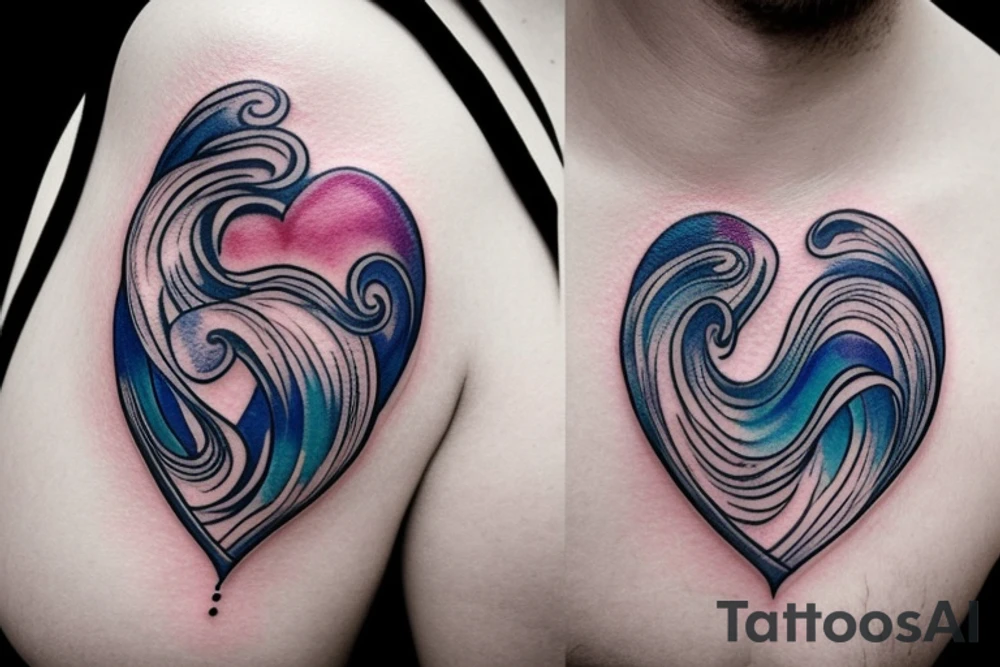 VERY small shoulder tattoo. flowing wave forming a heart tattoo idea