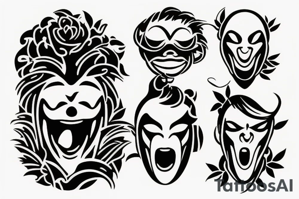 Scream mask with bonsai tree around it tattoo idea