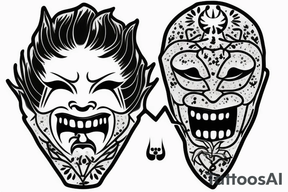 Scream mask with bonsai tree around it tattoo idea
