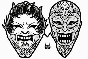 Scream mask with bonsai tree around it tattoo idea