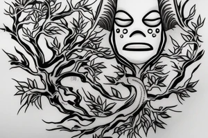 Scream mask with bonsai tree around it tattoo idea