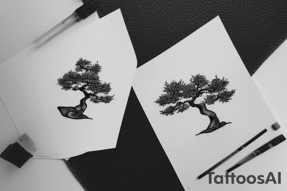 small, cute bonsai tree tattoo idea