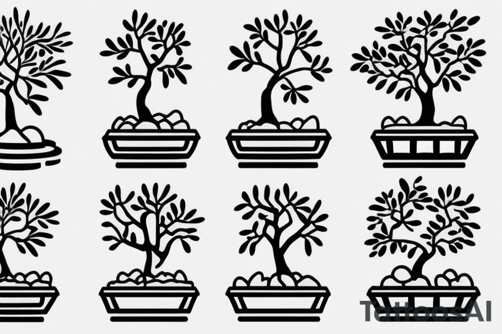 small, cute bonsai tree outline tattoo idea