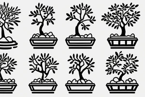 small, cute bonsai tree outline tattoo idea