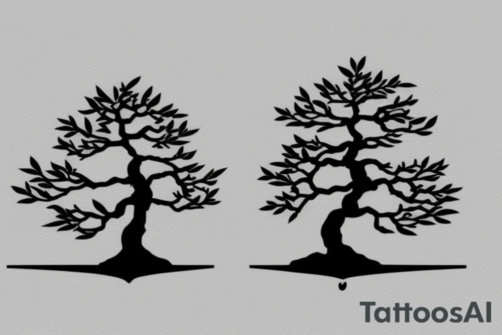 small, cute bonsai tree outline tattoo idea