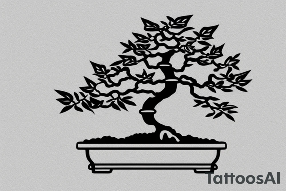 small, cute bonsai tree outline tattoo idea
