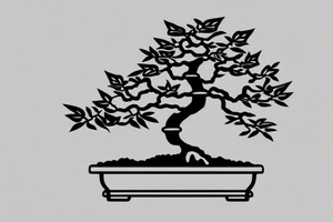 small, cute bonsai tree outline tattoo idea