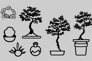 small, cute bonsai tree outline tattoo idea