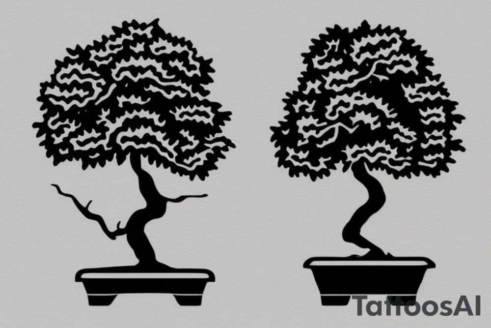 small, cute bonsai tree outline tattoo idea