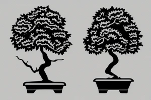small, cute bonsai tree outline tattoo idea