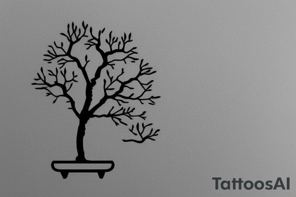 small, cute bonsai tree outline tattoo idea