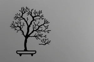 small, cute bonsai tree outline tattoo idea