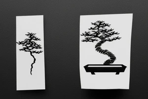 small, cute bonsai tree outline tattoo idea