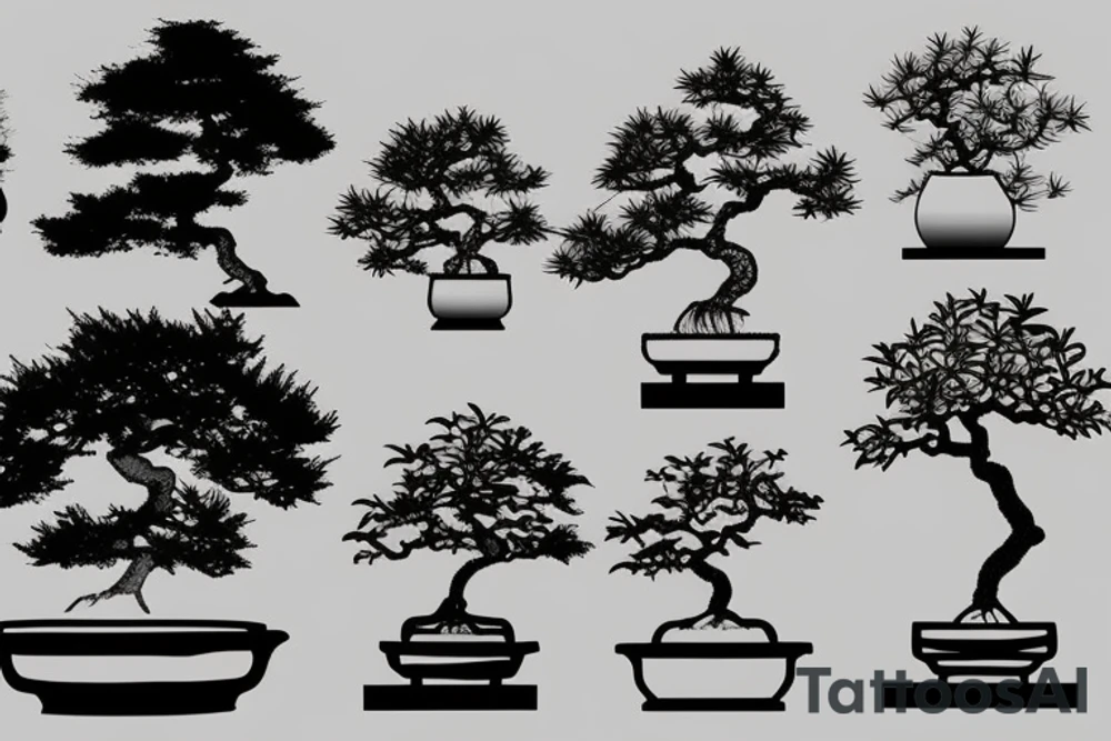 small, cute bonsai tree outline tattoo idea