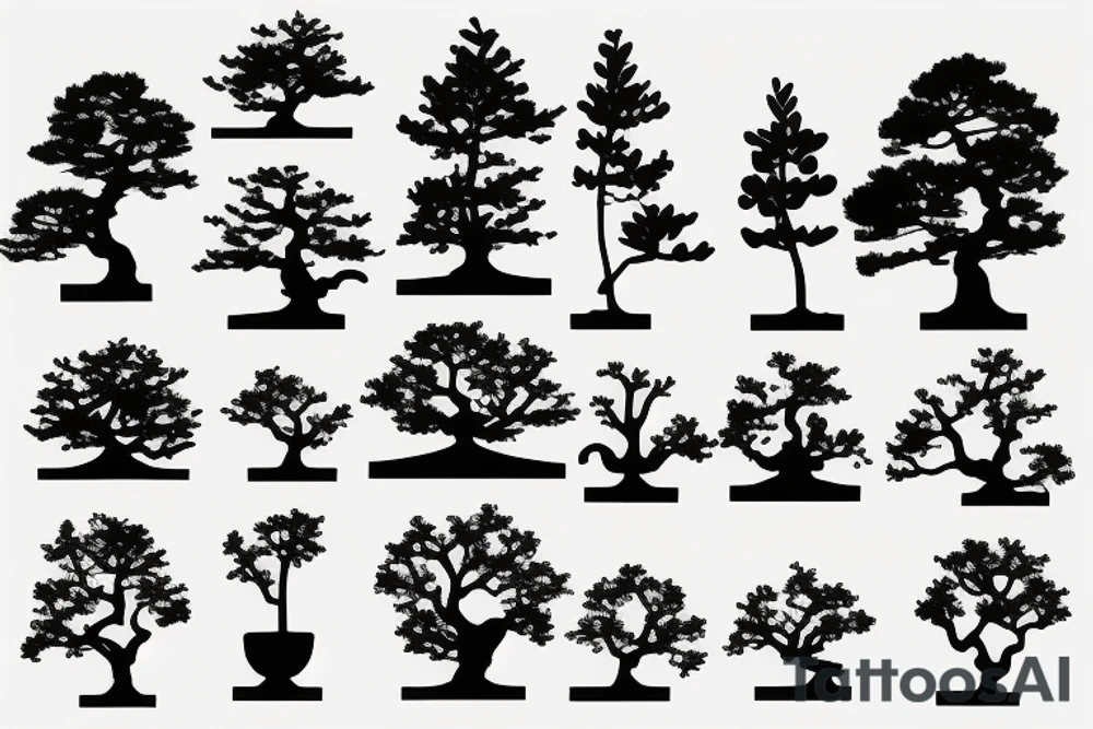 small, cute bonsai tree outline tattoo idea