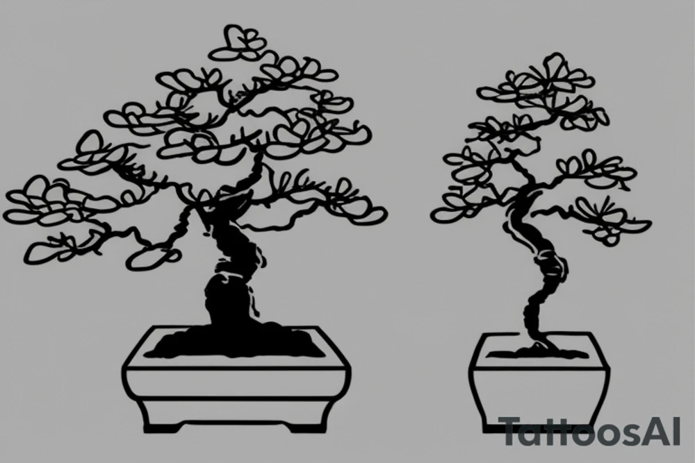 small, cute bonsai tree outline tattoo idea