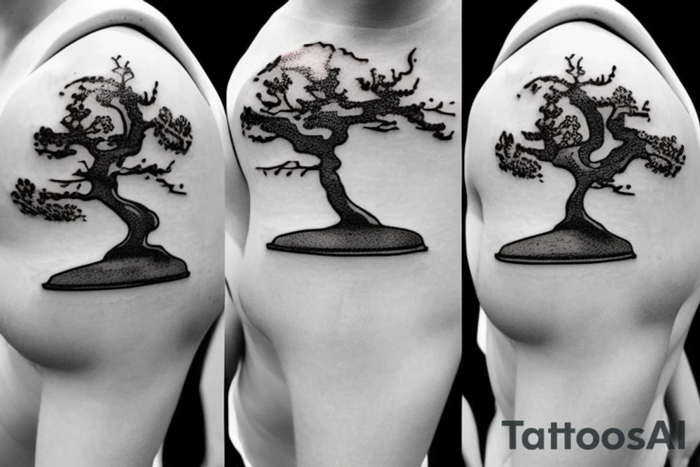 small, cute bonsai tree outline tattoo idea