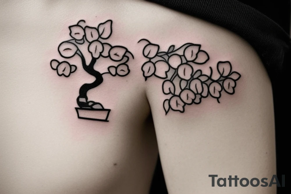 small, cute bonsai tree outline tattoo idea