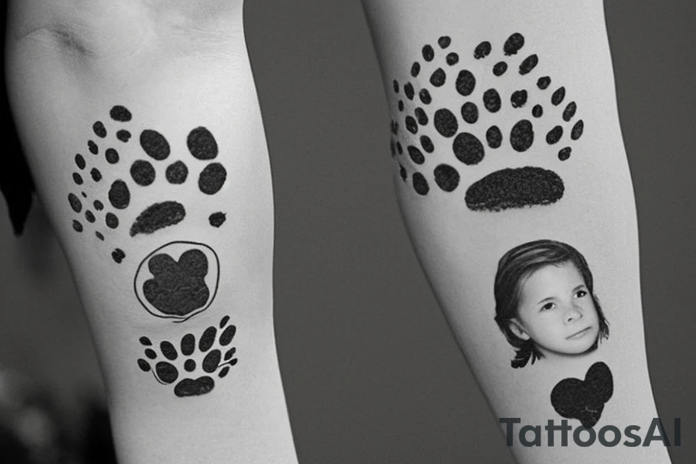i want a sleeve on my left arm that memorializes my lost pets and family members i want my hand and wrist to be flames and stars and going up my arm will be music notes and pawprints as well as a few personal thing to remember my mom dad foster dad and my son. it could be their names or just somethingthe that they loved my mom loved being a music director my dad loved 57 ford Fairlane and my foster dad loved horse races and my son loved to play video game my lost pets there have been 2 dogs and 7 cats so that's what the paw prints are for tattoo idea