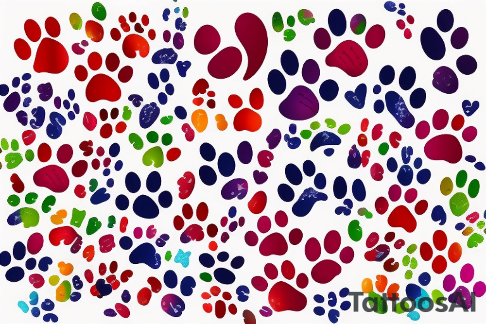 lots of basic stars and hearts and music notes and kitty paw prints and 2 larger paw prints done in full color with lots of color and full left arm 
music notes tattoo idea