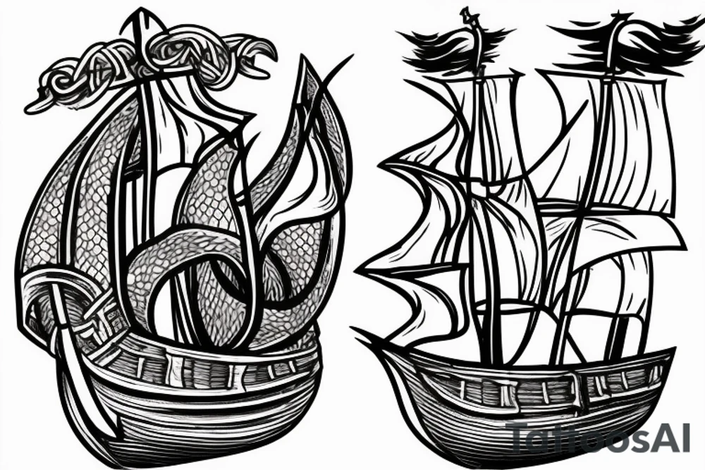 viking ship sailing away from shore on fire tattoo idea viking ship sailing away from shore on fire tattoo idea