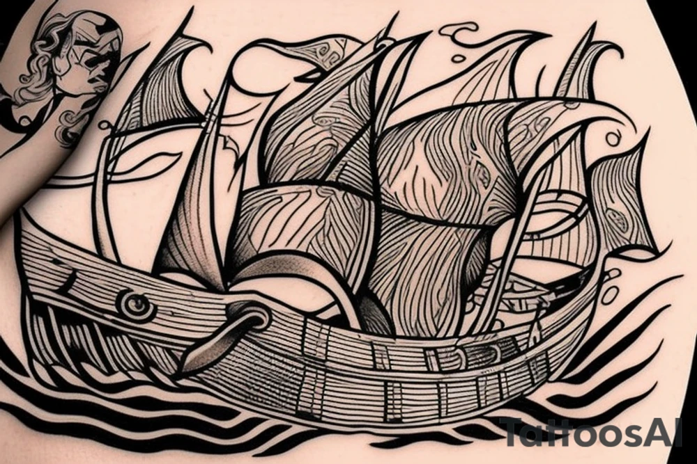 viking ship sailing away from shore on fire tattoo idea viking ship sailing away from shore on fire tattoo idea