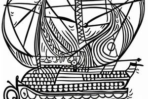 viking ship sailing away from shore tattoo idea