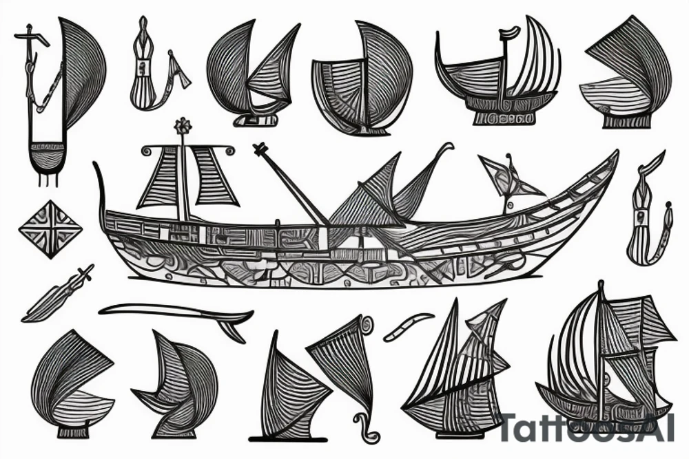 viking ship sailing away from shore tattoo idea