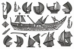 viking ship sailing away from shore tattoo idea
