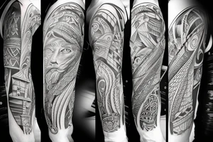 viking ship sailing away from shore
upper arm tattoo idea