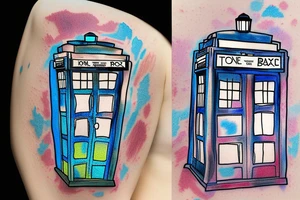 TARDIS with Don't Panic in white graffiti on the side. tattoo idea