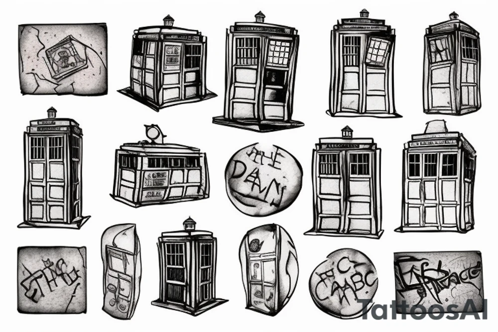 TARDIS with Don't Panic in white graffiti on the side. tattoo idea