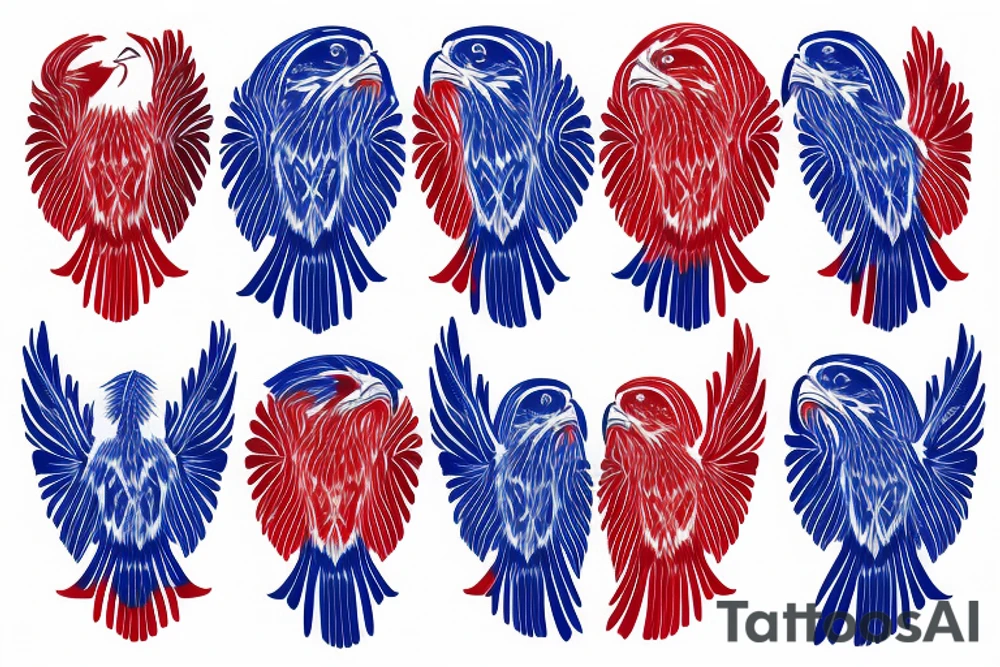 Red white and blue eagle flying in a star filled sky tattoo idea