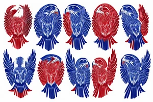 Red white and blue eagle flying in a star filled sky tattoo idea