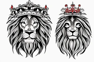 Lion wearing a crown with red eyes tattoo idea